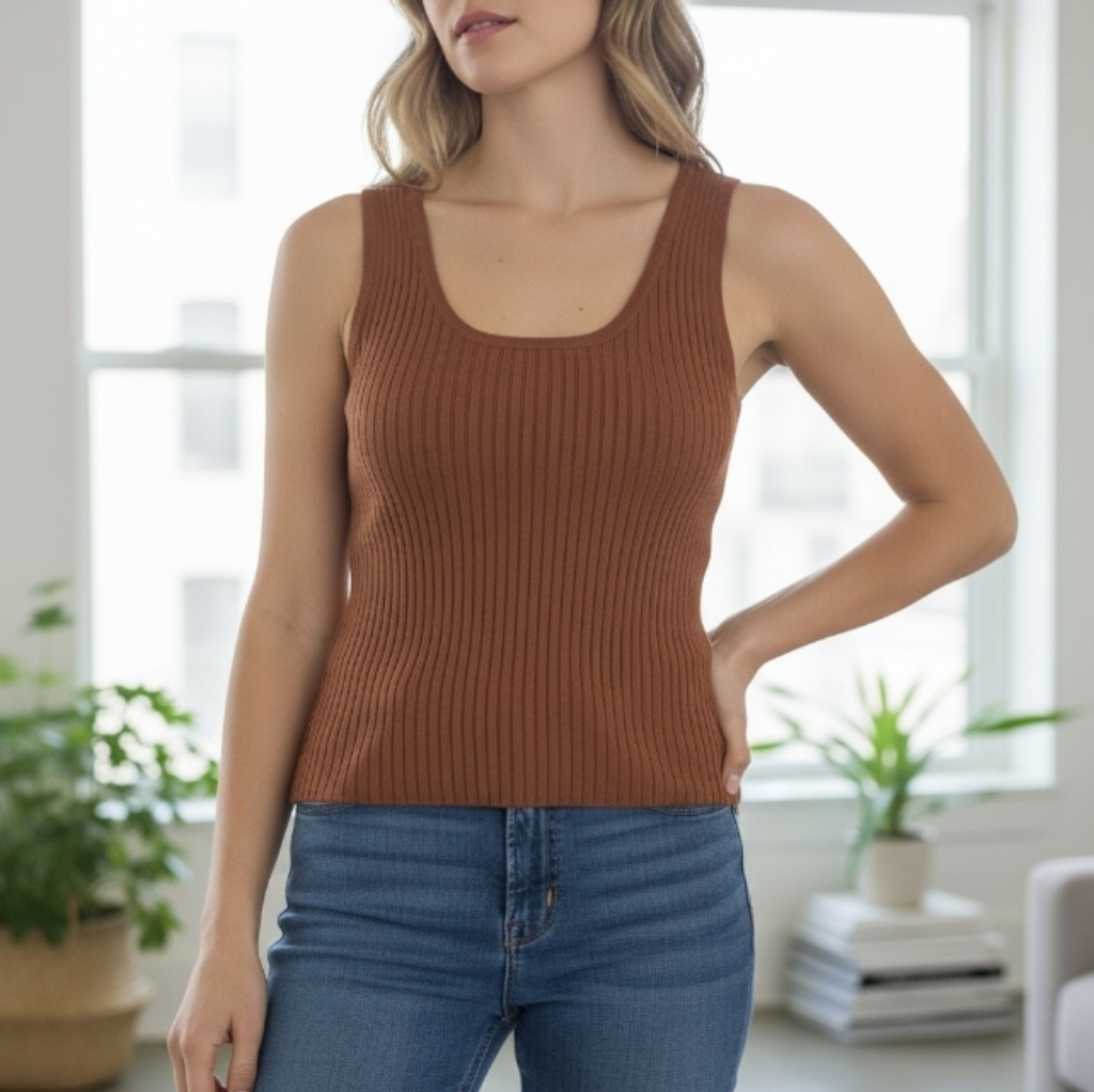Vince Modern Ribbed Tie Back Camisole Top Medium